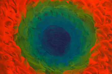 Obraz premium Vibrant abstract painting with circular green and red patterns