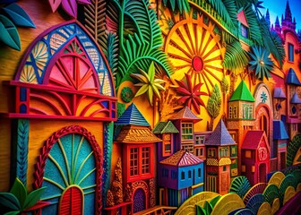 Colorful Paper Silhouette Art - Abstract Backlit Design