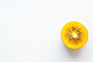 Golden Kiwi Slice Isolated On White Background