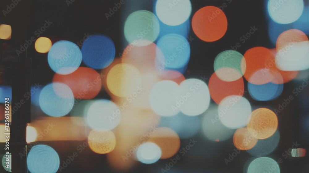 Poster abstract city lights: a vibrant and colorful bokeh effect transforms city lights into a captivating 