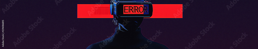 Aufkleber vr error: silhouette of a person wearing a virtual reality headset displaying the word 