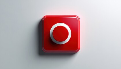 Red square button with a circular top.