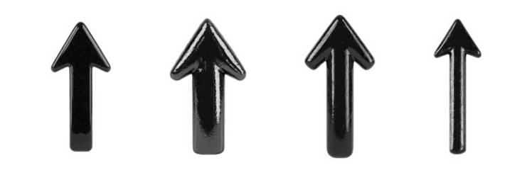 Stylish Black Arrows Pointing Upward Isolated on a White Background