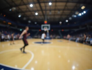 Obraz premium Basketball players competing in blurred stadium during championship game