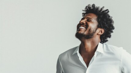 Obraz premium Generative AI, Confident and Joyful Men Laughing in White Shirts