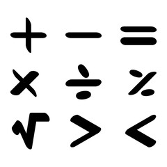 Illustration depicting a set of black calculator icons on a white background