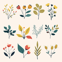 Collection of Plants and Leaves | Minimalist Vector Illustrations