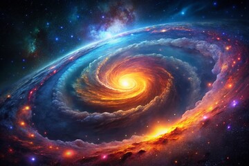 Cosmic Nebula: Glowing Galaxy Swirling in Deep Space