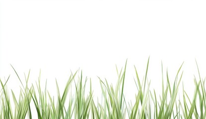 Fototapeta premium Lush Green Grass Blades with Soft White Background for Design Use