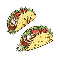 Vector Illustration Of Wonder Delicious Tacos