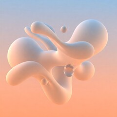 AI-generated A modern abstract 3D render with fluid, organic shapes in pastel tones. Smooth reflections and a soft gradient background, perfect for digital artwork and branding