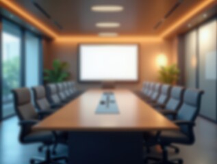 Defocused corporate boardroom ready for business meeting