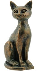 Elegant Bronze Cat Sculpture: Handmade Decorative Figurine with Detailed Features for Home Decor and Cat Lovers, cutout, isolated background