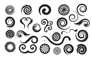 Swirl and Spiral Vector Set – Abstract Decorative Elements for Logos, Patterns, and Designs