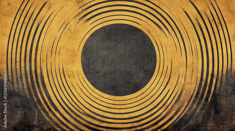 Poster abstract artwork with circular shapes and aged textured background