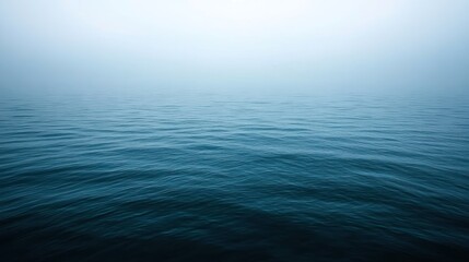 Obraz premium Misty ocean, calm water, foggy sky, tranquil scene, travel