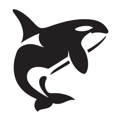 Mystical Orca silhouette, an icon of the ocean’s secrets - Orca illustration - Minimalist Orca vector - Fish silhouette

