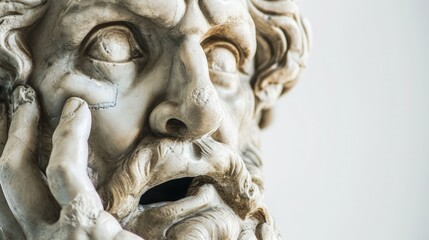 Ancient Marble Sculpture Details: Iconic Classical Art Expression Captured in Closeup Fine Art Photography