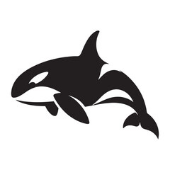 Fototapeta premium Surging Orca silhouette, powerful and unstoppable - Orca illustration - Minimalist Orca vector - Fish silhouette 