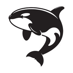 Intimidating Orca silhouette, the ultimate marine predator - Orca illustration - Minimalist Orca vector - Fish silhouette
