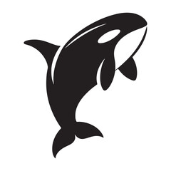 Bold Orca silhouette, a striking figure of the deep - Orca illustration - Minimalist Orca vector - Fish silhouette
