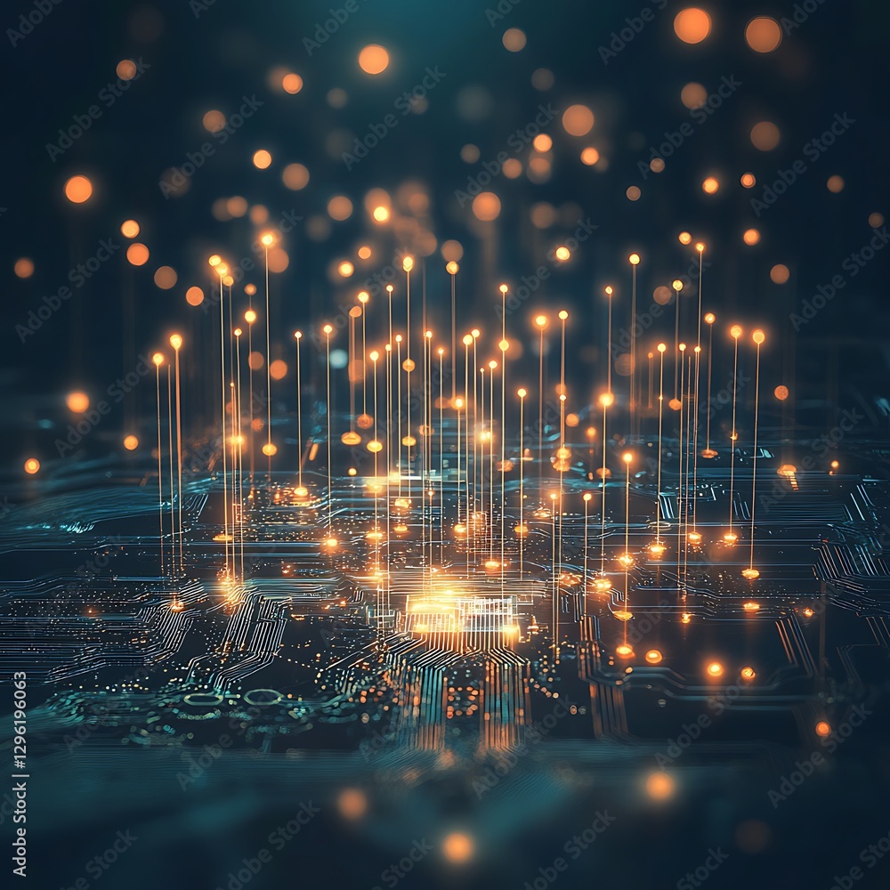 Fototapete innovative technology event showcasing circuit patterns digital space abstract art futuristic viewpo