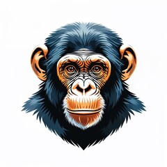 Obraz premium chimpanzee head on plain white background childish style illustration