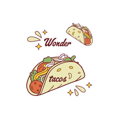 Vector Illustration Of Wonder Delicious Tacos