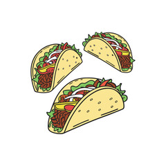 Vector Illustration Of Wonder Delicious Tacos