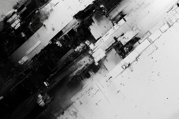 Abstract futuristic cyberpunk displacement map for 3d rendering. Random distorted black white broken glitch screen background. Digital as manual, lo-fi retro video noise overlay