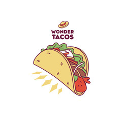Vector Illustration Of Wonder Delicious Tacos