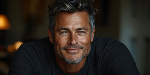 Fototapeta premium Portrait of an adult middle-aged man, concept