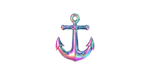 Naklejka premium Colorful metallic anchor with a glossy finish isolated on transparent background