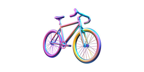 Fototapeta premium Colorful gradient bicycle with rainbow wheels isolated on transparent background