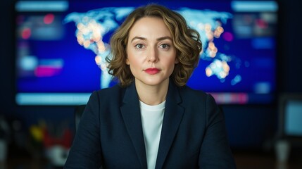 Portrait of female news anchor 