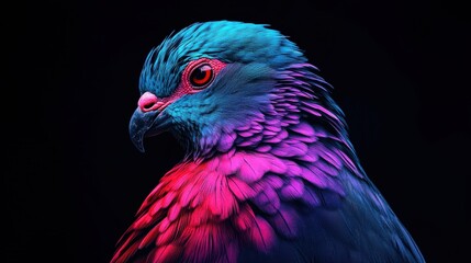 Fototapeta premium Vibrant Nicobar Pigeon Profile Neon Bird Colorful Feathers