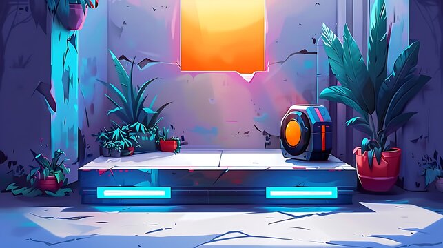 Stylish summer-themed 3d product showcase featuring a clean podium stand with soft golden sunlight sleek textures and a tranquil vacation-inspired background