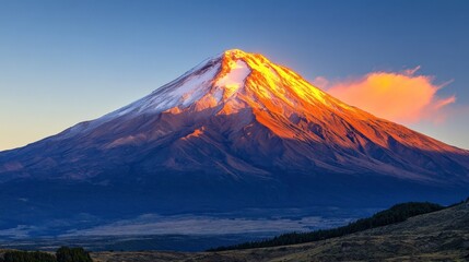Fototapeta premium Majestic Mount Fuji at Sunset: A Breathtaking Panorama