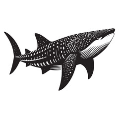 Enduring Whale Shark silhouette, surviving through the ages - Whale Shark illustration - Minimalist Whale Shark vector - Fish silhouette
