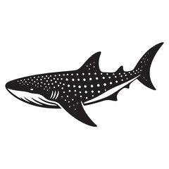 Solitary Whale Shark silhouette, a quiet ruler of the sea - Whale Shark illustration - Minimalist Whale Shark vector - Fish silhouette
