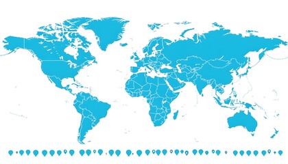 Detailed map of world with location markers for data