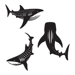 Ethereal Whale Shark silhouette, an otherworldly ocean presence - Whale Shark illustration - Minimalist Whale Shark vector - Fish silhouette
