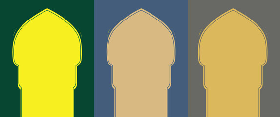 3 sets of different color Muslim prayer matt vector illustration.