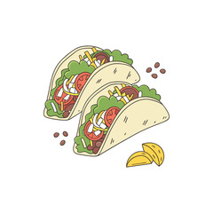 Vector Illustration Of Wonder Delicious Tacos