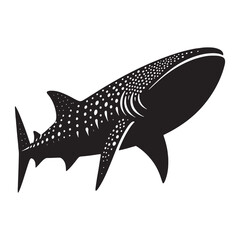 Graceful Whale Shark silhouette, gliding through the deep - Whale Shark illustration - Minimalist Whale Shark vector - Fish silhouette

