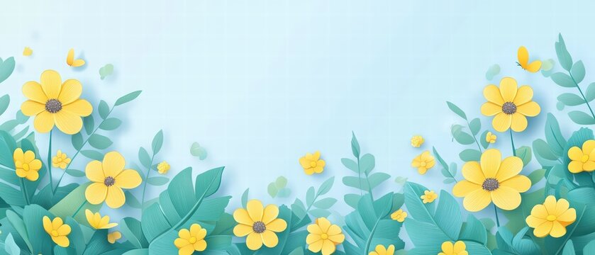 spring sale promo banner, yellow flowers on light background and 40% discount. online store discount code