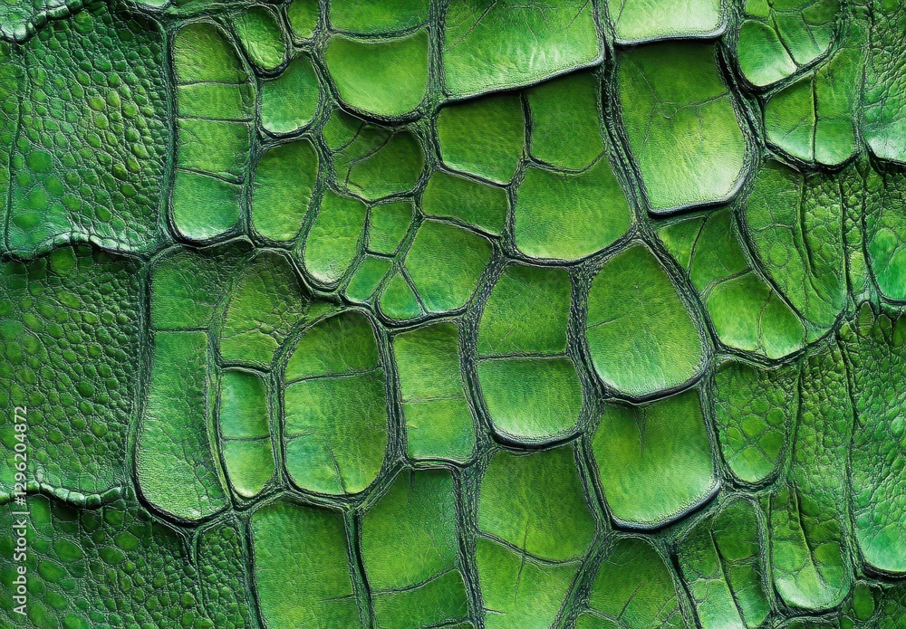 Aufkleber textured close-up of vibrant green crocodile leather with distinct patterns and unique irregular sha