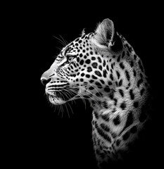 Obraz premium Black and white portrait of a leopard in stunning detail