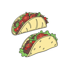 Vector Illustration Of Wonder Delicious Tacos