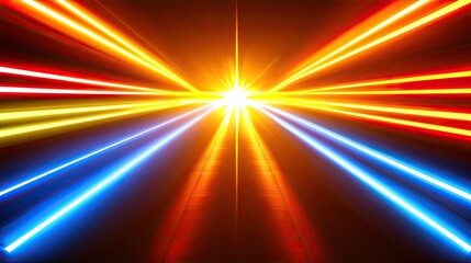 Abstract neon light streaks radiating outward